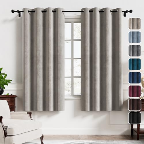 H.VERSAILTEX Room Darkening Velvet Curtains for Bedroom, 63 Inch, Taupe - color: Taupe, size: 52"W x 63"L (Pack of 2)