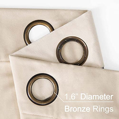 jinchan Velvet Curtain for Living Room，Thermal Insulated Luxury Bedroom Drape 108 Inch Long, Soft Privacy Curtain, Room Darkening Extra Long Window Ring Top Treatment Grommet 1 Panel, Cream Beige - color: Grommet | Cream Beige, size: 52"W x 108"L (Pack of