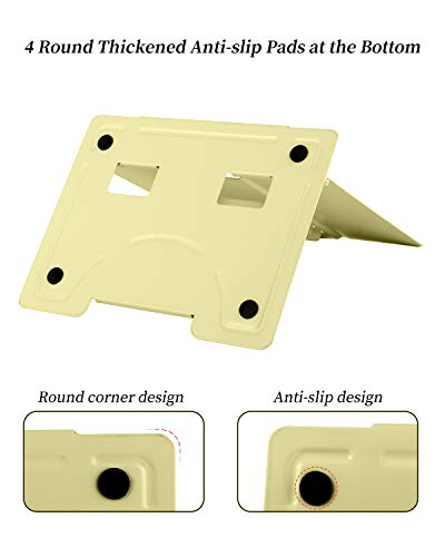 MSDADA Desk Book Stand Metal Reading Book Holder Adjustable Cookbook Holder | Documents Holder Portable Sturdy Bookstands Rest for Recipes Textbooks Tablet Music Books with Page Clips (Light Yellow） - color: Light Yellow