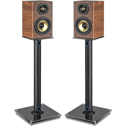 Rfiver Upgraded 45° Swivel Speaker Stands Pair for Surround Sound, Heavy Duty 28 Inch Bookshelf Speaker Stand Each Holds 22lbs Large Speaker, Floor Speaker Stand Built-in Cable Management, 1 Pair - size: 28 Inch