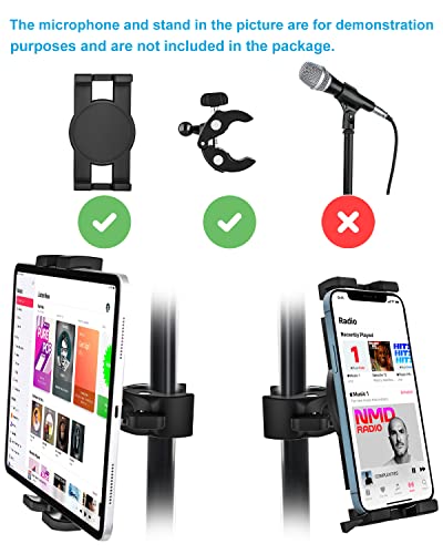 Tablet Mic Stand Holder, Microphone Music Tablet Mount with Ultra Stable C-Clamp, Compatible with iPad Pro/Air/Mini, Galaxy Tabs/Z Fold, Fire HD, iPhone, More 4.7-13" Cell Phones and Tablets
