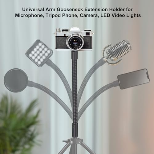 12-Inch Flexible Gooseneck Tubing, 1/4"-20 Female to Male Thread Universal Arm Gooseneck Extension Holder for Microphone, Tripod Phone, Camera, LED Video Lights - color: 1 Pack, size: 12 Inch