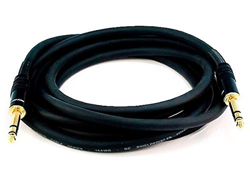 Monoprice 1/4-Inch TRS Male to Male Cable - 10 Feet - Black, 16AWG, Gold Plated - Premier Series - size: 10 Feet
