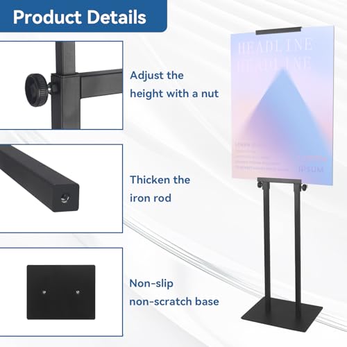 QKA 2 Pack Poster Stand for Display, Double Sided Pedestal Sign Holder , Heavy Duty Adjustable Floor Standing Sign Holder Height to 75 inches, Easy to Install, Suitable for Exhibitions,restaurants,stores
