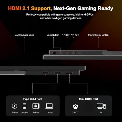 UPERFECT 2.5K 240Hz Portable Monitor, 16" 2560x1600 Portable Gaming Monitor | QHD 100% DCI-P3 400 Nits with Kickstand, VESA, Adaptive Sync HDMI 2.1 External Screen for Laptop PC Phone Game Console - size: 16