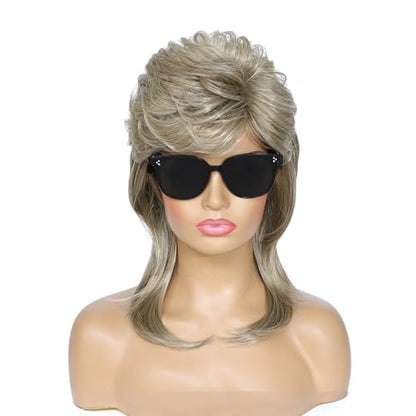 Adequate Mullet Wig for Women, Joe Dirt,Emo Wig,80s Costumes Fancy Party Accessory Cosplay, Halloween (Blonde) - color: A-Blonde