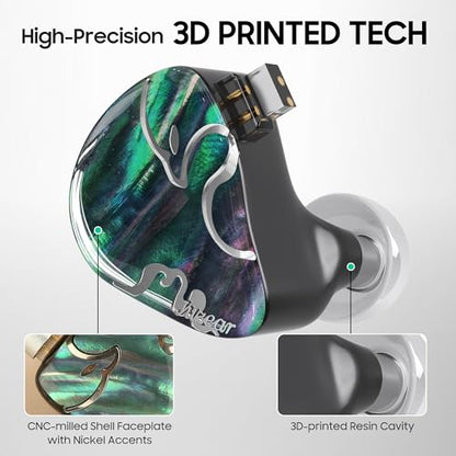 HiFiGo IEMs Juzear x Z Reviews Defiant in Ear Monitor, 1DD +3BA Hybrid Drivers Earphone, HiFi Wired Gaming IEM Earbuds with Detachable Cable for Musician Audiophile Gamer (Rainbow) - color: Rainbow