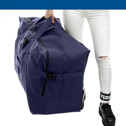 Large Duffel Bag, Waterproof Carry on Weekend Overnight Storage Bag over Luggage for Airline, Travel, Camping, Moving - color: 120L-Dark Blue