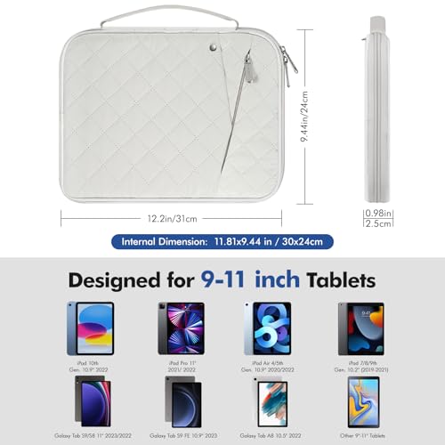 MoKo 9-11 Inch Tablet Sleeve Bag with Handle | Fits iPad Air 11-inch M4, iPad A16, iPad Pro 11-inch M5, iPad 10th/Air 5/4th 10.9-inch and Tab S9/S8 11-inch, Cream - color: Cream, size: 9-11 Inch