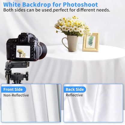 Hemmotop Photo Backdrop, White, 5x7ft, Photography Background Backdrops | Polyester Fabric, Non Reflective, Ideal for Photoshoot, Product Photos, Easter, Birthday, Baby Shower, Halloween Party - color: White, size: 5x7ft
