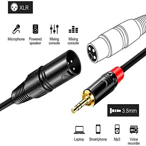 XLR to 3.5mm Balanced Cable Adapter, XLR Male Mono to 1/8 inch Mic Audio Cord for Camcorders, DSLR Cameras, Computer Recording Device and More - 1ft - style: XLR Male
