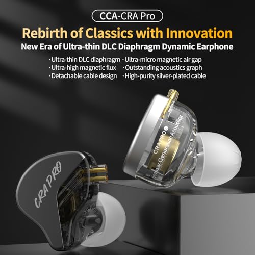 CCA CRA PRO in Ear Monitor Headphones, Ultra-Thin DLC Diaphragm Dynamic Driver Gaming Earbuds, Clear Sound & Deep Bass, IEMS for Singer Musicians Drummers DJ - color: Crystal, style: Without Mic
