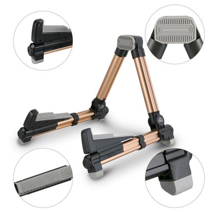 EASTROCK Portable Tripod A Frame Aluminium Music Stand,Gold | Folding Guitar Stand,for Acoustic Electric Guitars, Bass, Violin, Ukulele, Banjo - color: gold