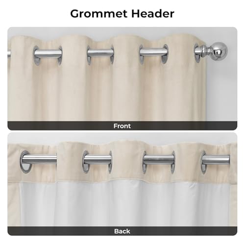 HPD Half Price Drapes Signature Grommet Blackout Velvet Curtains 108 Inches Long Heat & Full Light Blocking Blackout Curtains for Bedroom & Living Room (1 Panel), 50W x 108L, Ecru - color: Alabaster Beige, size: 50"W x 108"L (Pack of 1)