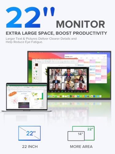 UPERFECT 22" 2K Touchscreen Portable Monitor, 100% DCI-P3 Gaming Monitor | QLED 2560×1440 QHD, HDR, FreeSync, VESA, 180° Adjustable Stand, USB-C & HDMI Touch Display for Laptop, PC & Gaming - size: 22