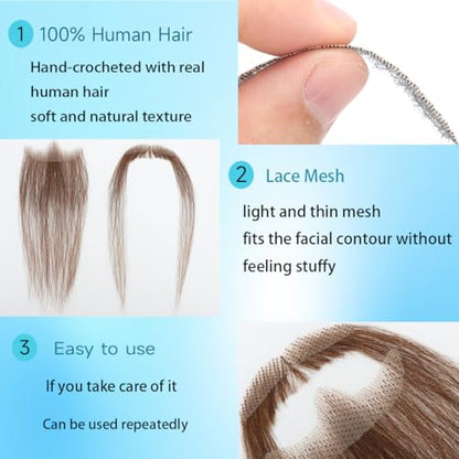 Hand-Tied Human Hair Fake Beard and Mustache for Costumes and Theater | Hand-knotted human hair on lightweight lace creates natural-looking facial hair for costumes, cosplay, theater and film - color: Style 5--brown