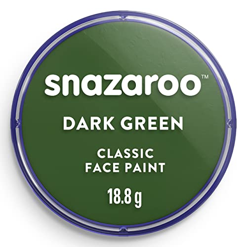 Snazaroo Classic Face and Body Paint, 18.8g Pot, Dark Green | Non-Toxic Hypoallergenic, Safe, Washable, Face & Body Paint for Halloween, Cosplay Costumes, Dress Up, Parties and Festivals - color: Dark Green, style: 18.8g (0.66-oz) Pot
