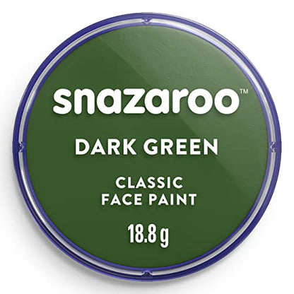 Snazaroo Classic Face and Body Paint, 18.8g Pot, Dark Green | Non-Toxic Hypoallergenic, Safe, Washable, Face & Body Paint for Halloween, Cosplay Costumes, Dress Up, Parties and Festivals - color: Dark Green, style: 18.8g (0.66-oz) Pot