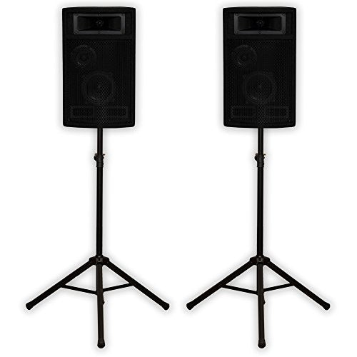 Acoustic Audio PA-500X Passive 800 Watt 3-Way Speaker Pair DJ PA Speakers and Stands Black