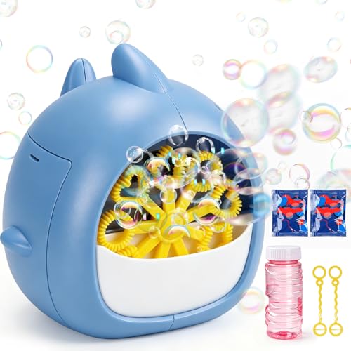 JONEG Bubble Machine Toys for Kids Toddlers Girls Boys Age 3+, Gift - color: Blue