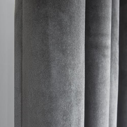 Roslynwood Silver Velvet Curtain 63 inches Long - Curtains Block Light Rod Pocket Thermal Insulated Window Drapes for Living Room/Bedroom/Dining Room, 52Wx63L, 2 Panels - color: Silver, size: 52"W x 63"L (Pack of 2)