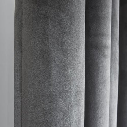 Roslynwood Silver Velvet Curtain 84 inches Long - Curtains Block Light Rod Pocket Thermal Insulated Window Drapes for Living Room/Bedroom/Dining Room, 52Wx84L, 2 Panels - color: Silver, size: 52"W x 84"L (Pack of 2)