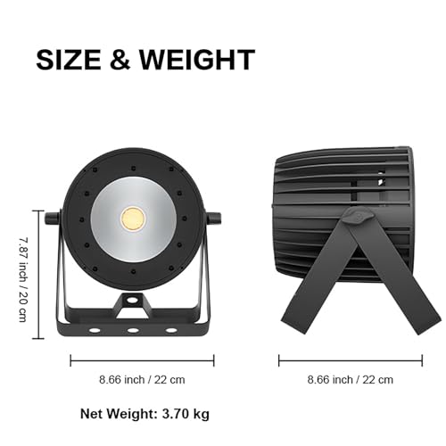 SHEHDS LED COB 200W Par Lights, Cool White and Warm White Stage Wash Lights | 69° Beam Angle, DMX&Sound Actived Control, Aluminum Alloy Shell, Uplights for Disco DJ Church Wedding Concert Show
