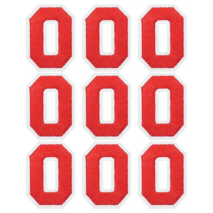 MECCANIXITY Iron on Number Patches 2" Number 0 Iron on Embroidered Patch Sew on Letter Stickers Applique for Repairing Clothing Jeans Shoes Hats DIY(Red, Pack of 9) - style: Number 0