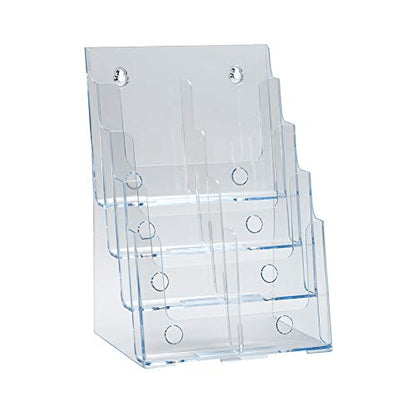 Azar Displays, 252377, Clear Four-Tier Eight-Pocket Trifold Brochure Holder, Document Holder Desk Organizer for Countertop or Wall Mount Menu Holder Display Stand for Flyers, Leaflets and Pamphlets - size: Four Tier Trifold (Pack of 2)