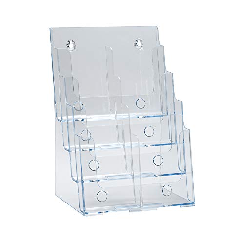 Azar Displays, 252377, Clear Four-Tier Eight-Pocket Trifold Brochure Holder, Document Holder Desk Organizer for Countertop or Wall Mount Menu Holder Display Stand for Flyers, Leaflets and Pamphlets - size: Four Tier Trifold