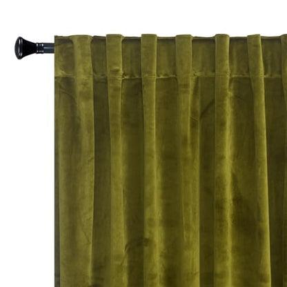Roslynwood Luxury Soft Olive Velvet Curtains 96 inches Long Back Tab Thermal Insulated Blackout Window Drapes for Living Room/Bedroom/Dining Room, W52 x L96, 2 Panels - color: Olive, size: 52"W x 96"L (Pack of 2)
