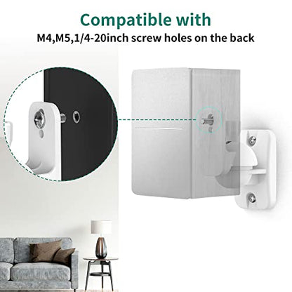 HomeMount Speaker Wall Mount Brackets for Surround Sound, 4 Pack, White | swivel and tilt, universal mounts fit rear speakers, holds up to 8 lbs, anti-slip gear lock, ideal for home theater and music - color: 4P-White