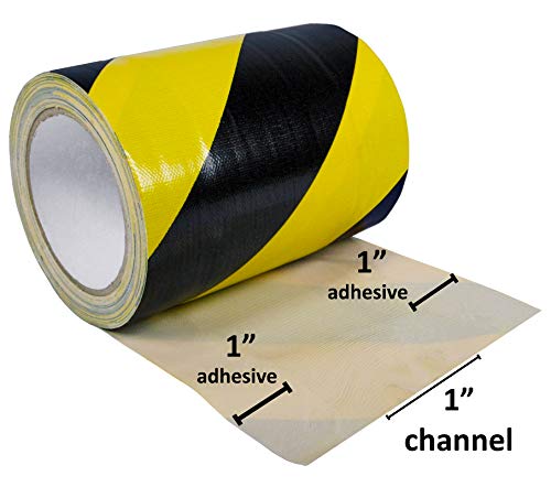 Electriduct Tunnel Tape with Non-Adhesive Center Channel Path for Cable Management Gaffer's Tape 3" x 150 Feet (50 Yards) Black/Yellow High Visibility Safety Stripe - color: Black/Yellow, size: 3 Inch x 150 Feet