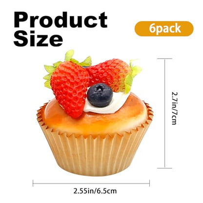 Artificial Fruit 6Pcs Realistic Artificial Cupcake Models for Kitchen Bakery Art Painting Classroom Teaching Food Display Photography Props Decoration - size: 2.55 Inch