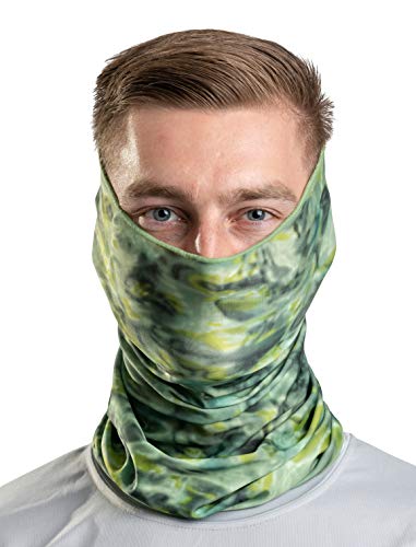 Aqua Design Fishing Hunting Masks Neck Gaiter: Men and Youth UPF 50+ Sun Mask Protection: Camo Face Cover Balaclava Bandana - color: Green Bayou, size: Small