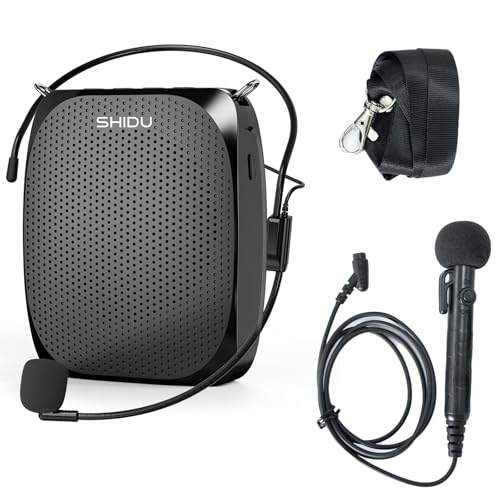 SHIDU Portable Voice Amplifier Microphone Headset and 3.5mm Wired Microphone