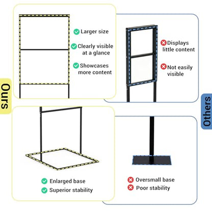 Sign Holder Floor Stand, 24×36 Inch Heavy Duty Floor Standing Sign Holder, Sliding Double Sided Poster Stand, Sign Stand for Mall Ads, Trade Shows, Road Signs (Black，24×36)