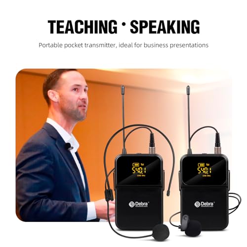 D Debra Audio Wireless Microphone System Pro DU4004 UHF 4 * 16 Adjustable Channel Wireless Handheld Lavalier Headset Mics, Ideal for Meeting Church Speech Party (2 Handheld 2 Bodypack) - color: 2 Handheld 2 Bodypack