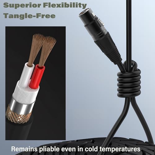 25ft DMX Cable, Flexible 3 Pin XLR Cables, Professional Gold-Plated Male to Female DMX Cables for Stage Lighting Moving Head Lights Audio DJ Equipment (4 Pack)