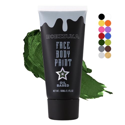 BOBISUKA Green Face Paint, Blendable Cream Body paint, Eye Black for Sports Baseball Softball Football, Face Painting Kit for Zombie, Monster, Camo, Witch Halloween Cosplay, Costume, Parties - color: Green