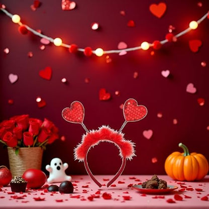 1Pc Red Heart Headband,Red Sequin Love-shaped Head Valentine's Day Halloween Cosplay Costume Accessories For Women,Headband Hair Accessories Dress Accessories for Valentine Party Props Hats and Caps