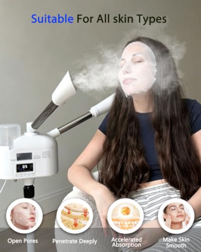 Artist hand Professional Facial Steamer with 5X LED Magnifying Lamp 3 in 1 | Hot and Cold Facial Steamer Professional Facial Machine, Esthetician Steamer for Facial Fast Heating Beauty Salon Spa Home - size: White Hot & Cold & Magnifire Lamp