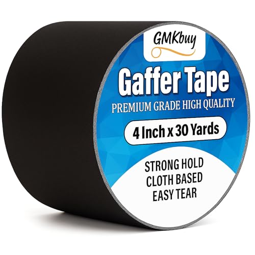 4 in x 30 Yd Black Gaffers Tape – Heavy Duty, Non-Reflective, Easy to Tear, Waterproof Matte Gaffer Stage Tape – Gaff Cloth Tape for Photography, Filming Backdrop & Production - color: Black, size: 4 Inch x 30 Yards - [1 Pack]