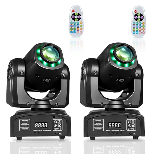 AGVYBE 60W Moving Head DJ Lights with Remote Control, 8 Patterns & 8 Colors, DMX512 & Sound Activated, 540° Pan & 270° Tilt, Compact LED Stage Beam Lighting for Wedding, Party, Club, Disco (2 Pack) - color: Gery