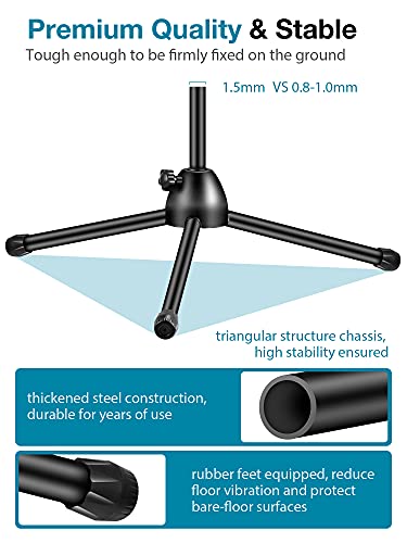 InnoGear Mic Stand Boom Arm Detachable Microphone Stand Floor for Blue Yeti | Tripod Base, Boom Arm, Height Adjustable, Work with Wireless Mics, Heavy Duty, Stable on Carpet, Portable, Floor, For Singing