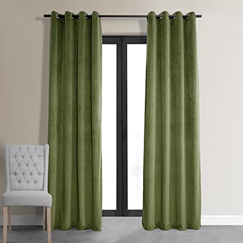HPD Half Price Drapes Signature Grommet Blackout Velvet Curtains 108 Inches Long Heat & Full Light Blocking Blackout Curtains for Bedroom & Living Room (1 Panel), 50W x 108L, Basque Green - color: Basque Green, size: 50"W x 108"L (Pack of 1)