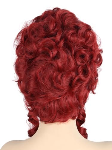 Topcosplay Wine Red Short Big Hair Wig Halloween Costume Cosplay Wigs for Women Baroque Beehive Wig - color: Wine Red