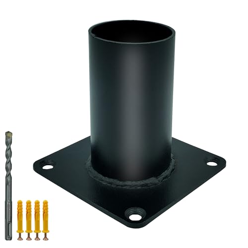 3 Inch Pier Mount Base, Heavy Duty Post Light Part 3" Pier Mount Adapter, Metal Black Outdoor Post Bracket for Post Light, Mailbox, Light Pole,Flagpole (3 inch pier base)
