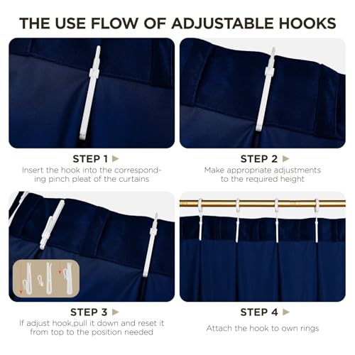 Joydeco Pinch Pleated Velvet Curtains 90 Inch Long 2 Panel Set for Living Room Bedroom, Back Tab Blackout Drapes with Adjustable Hooks (40”W x90”L,Royal Blue) - color: Royal Blue, size: 40"W x 90"L (Pack of 2)