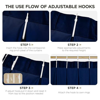 Joydeco Pinch Pleated Velvet Curtains 90 Inch Long 2 Panel Set for Living Room Bedroom, Back Tab Blackout Drapes with Adjustable Hooks (40”W x90”L,Royal Blue) - color: Royal Blue, size: 40"W x 90"L (Pack of 2)
